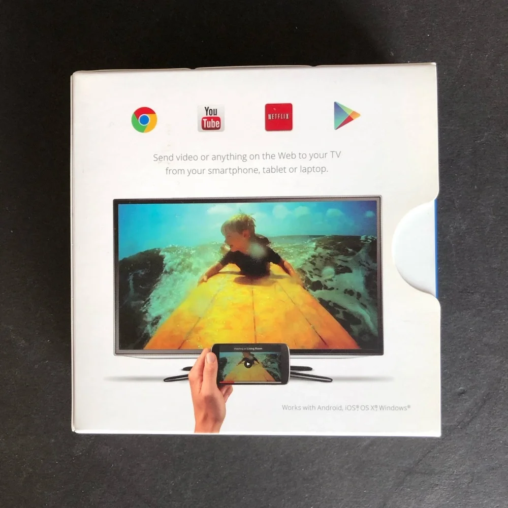 New Google Chromecast (1st Generation) HDMI Media Streamer Black H2G2-42